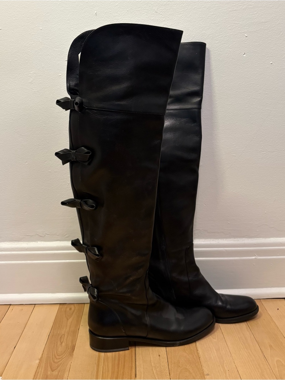 Valentino Garavani Womens Back Bow Over The Knee Boots